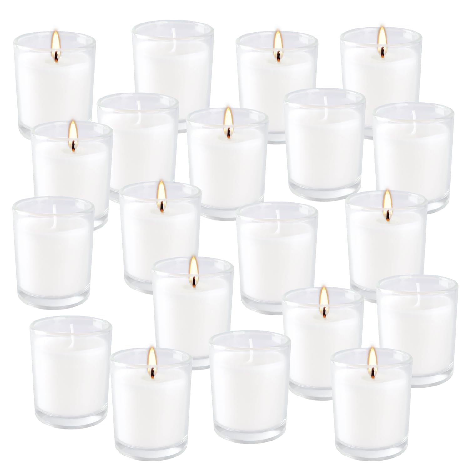 Wfmolcand unscented votive candle in clear glass for weddings and events.
