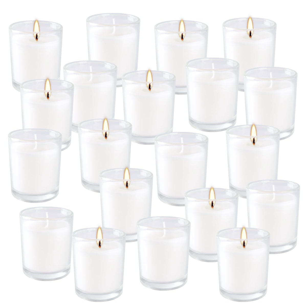 Wfmolcand unscented votive candle in clear glass for weddings and events.