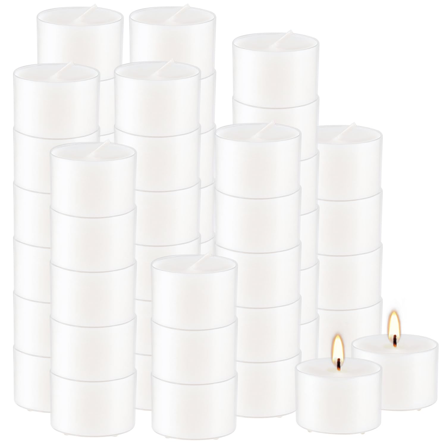 Wfmolcand bulk tea lights packaged for easy event setup and decor.