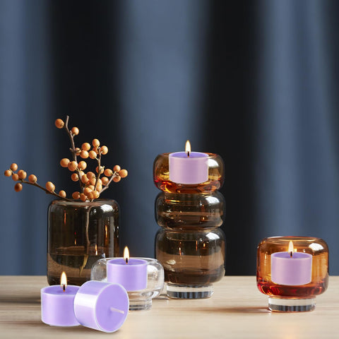 Wfmolcand purple wax lavender tealight ideal for weddings and ceremonies.