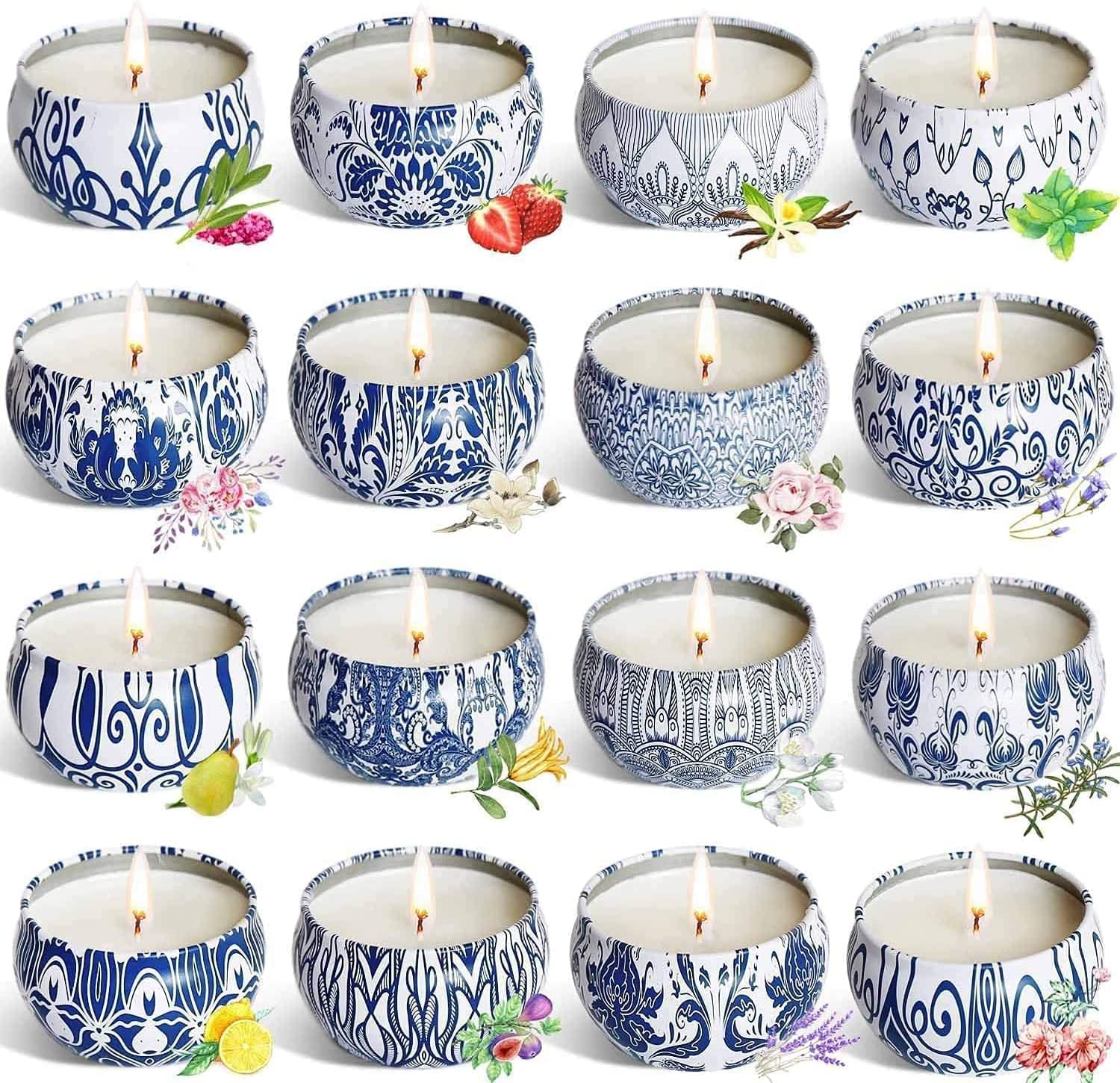 Wfmolcand 16 blue and white tins set creates a calming home ambiance.