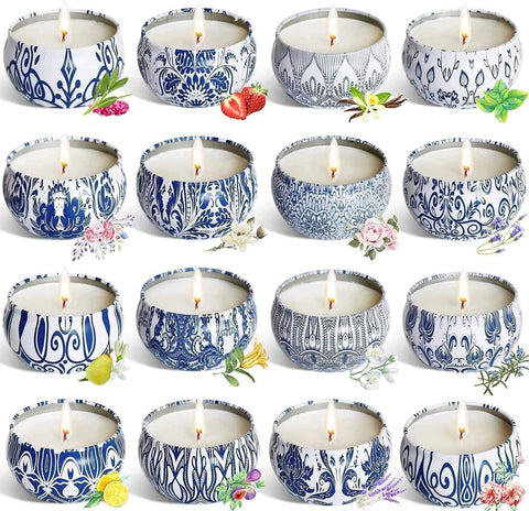 Wfmolcand 16 blue and white tins set creates a calming home ambiance.