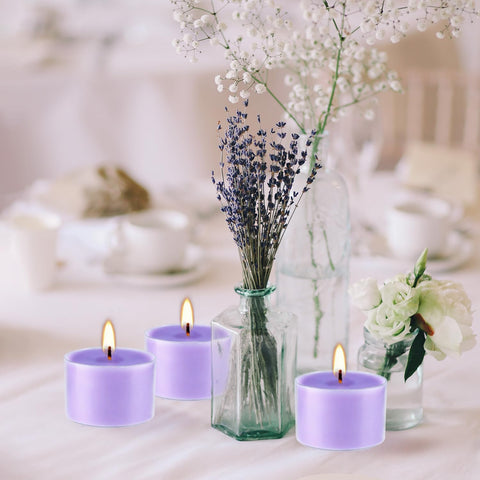 Wfmolcand lavender tealight enhances yoga and meditation sessions.