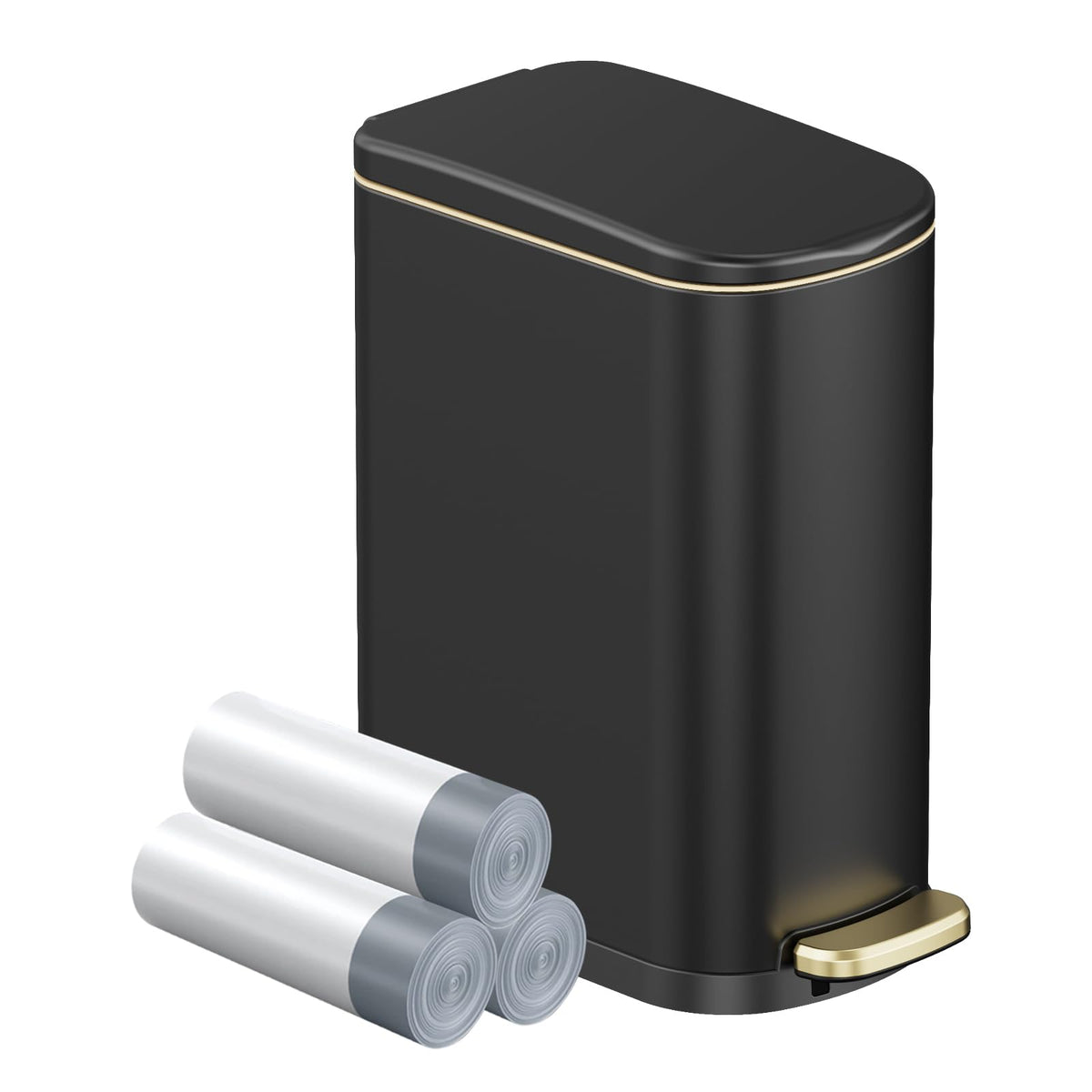 WFRWFR 2.6 Gal bathroom trash can fits neatly under the sink for compact spaces.