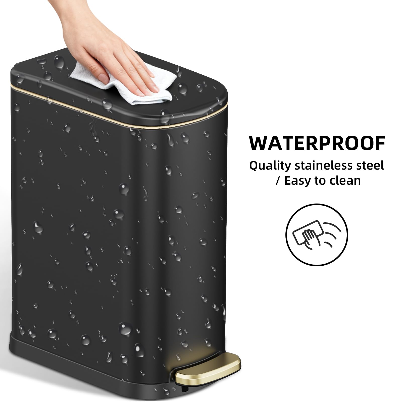 WFRWFR removable inner bin simplifies emptying without mess.