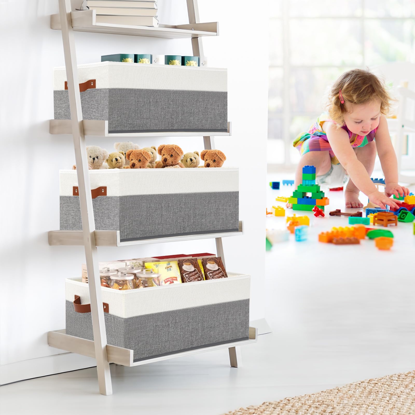 WGGWE 3-pack closet bins side view demonstrating collapsible design