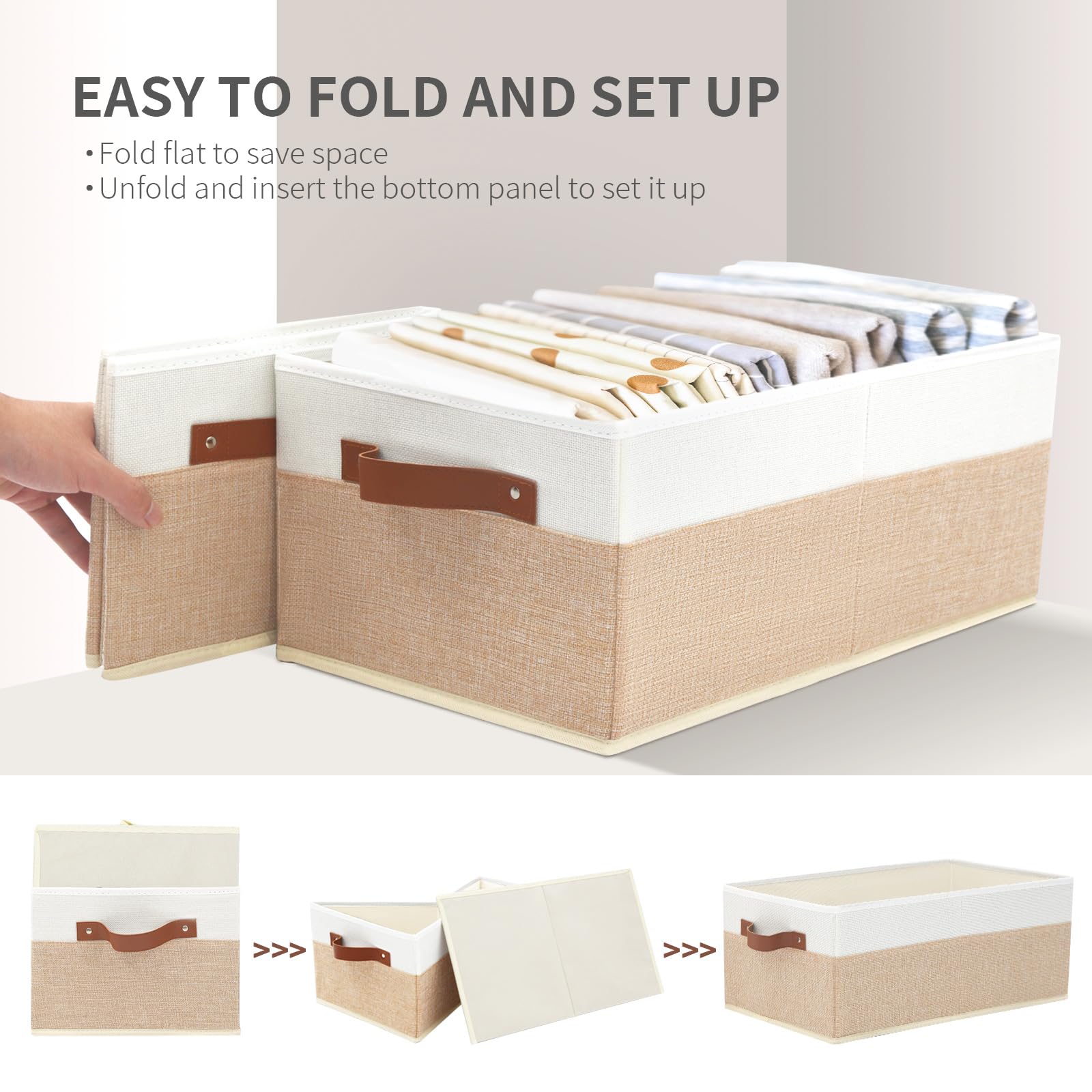 WGGWE closet organizer bin 3pack in-use bedroom setup for organization