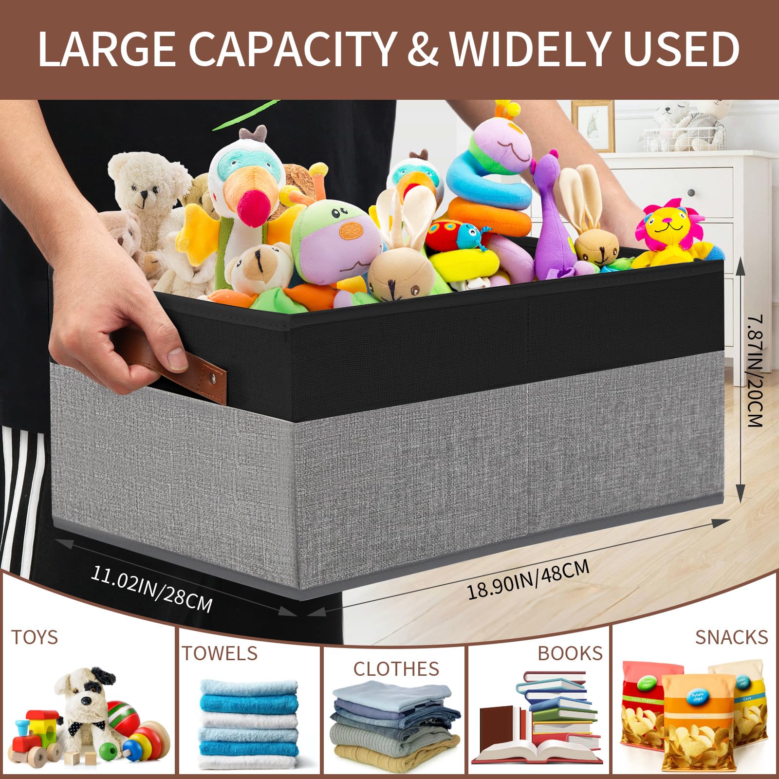 WGGWE collapsible closet storage bin folds flat for compact storage.