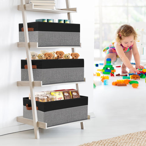 WGGWE leather handles on bins provide easy lift and durability.
