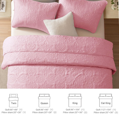 Whale Flotilla pink quilt styled in a cozy bedroom setup for everyday comfort.