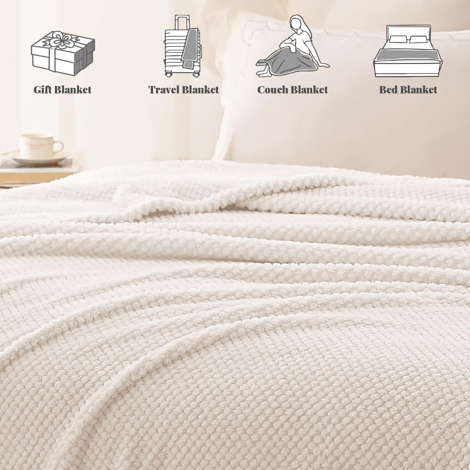 Whale Flotilla ivory throw illustrates easy care and quick warmth