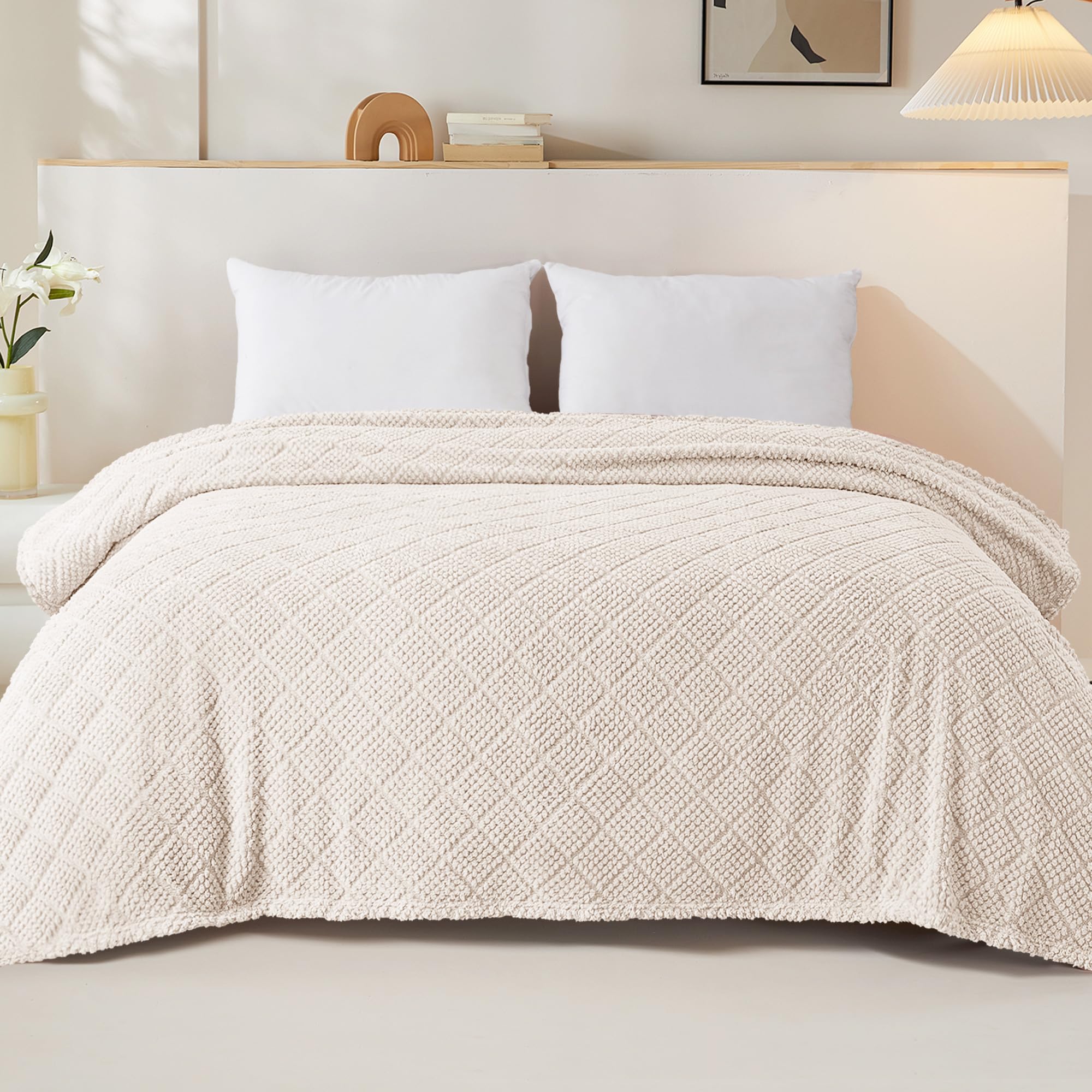 Whale Flotilla ivory blanket folded display shows soft texture