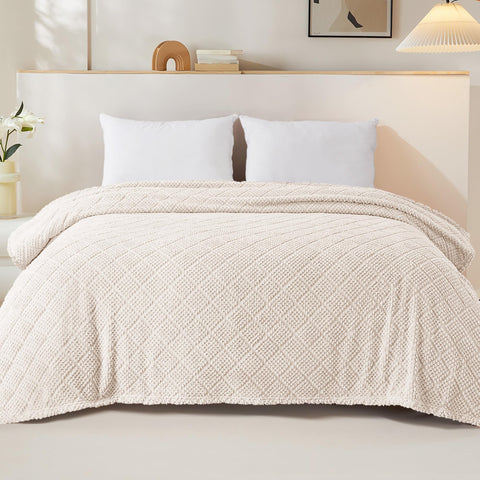 Whale Flotilla ivory blanket folded display shows soft texture
