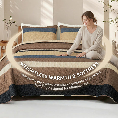 Whale Flotilla quilt with two shams creates coordinated bedroom look