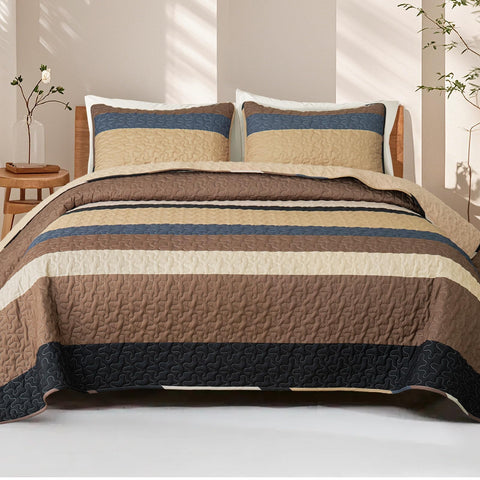 Whale Flotilla king quilt camel reversible design adds versatile warmth