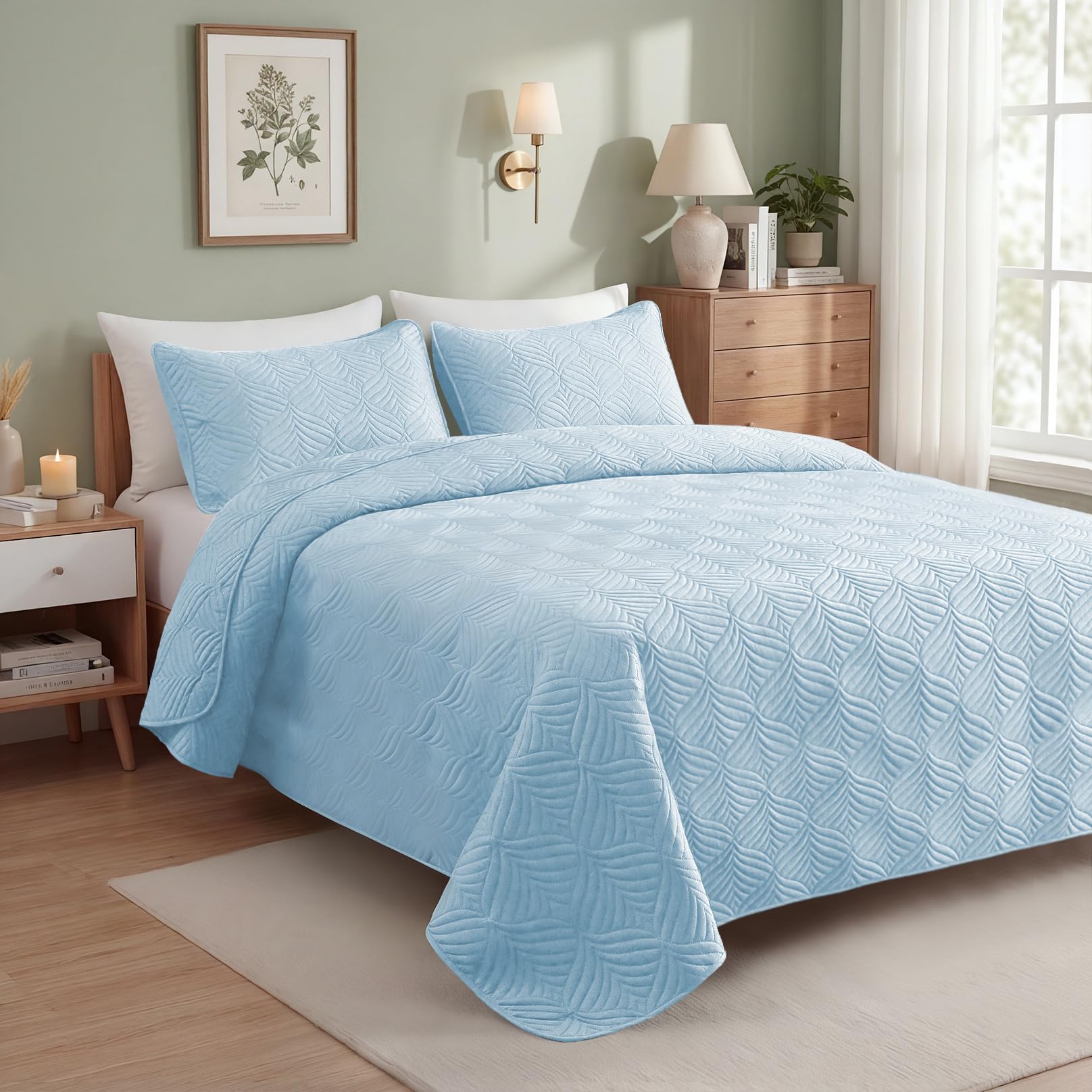 Whale Flotilla light blue quilt shown reversible for two looks