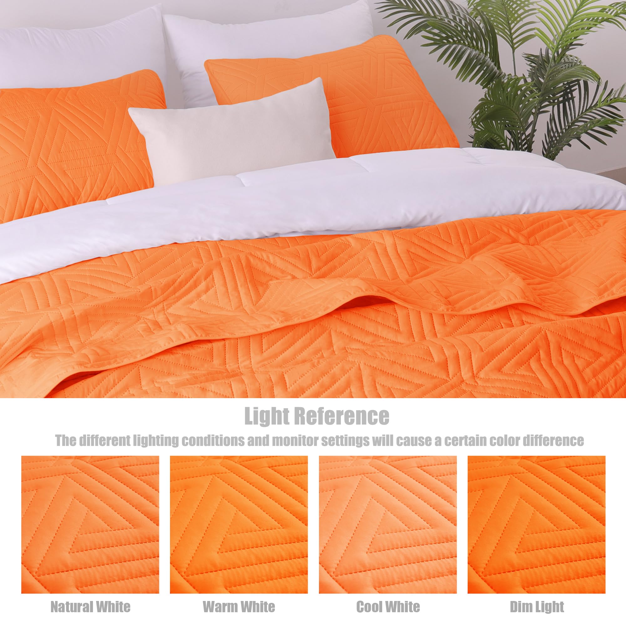 Whale Flotilla pillow shams 20x26 orange complete a cohesive, tidy bedroom vibe.