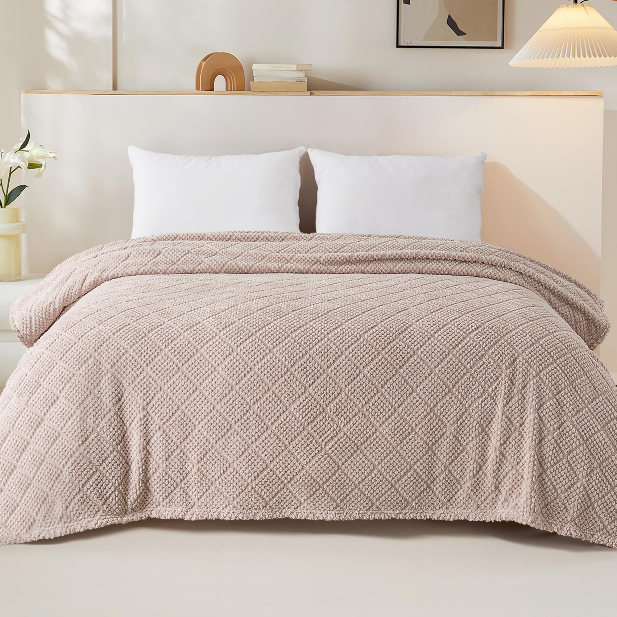 Queen size Whale Flotilla blanket showing plush texture for cozy nights.