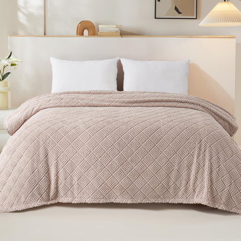 Queen size Whale Flotilla blanket showing plush texture for cozy nights.