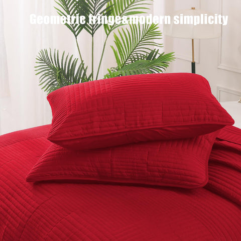 Whale Flotilla red bedding ensemble brightens spaces with contemporary appeal.