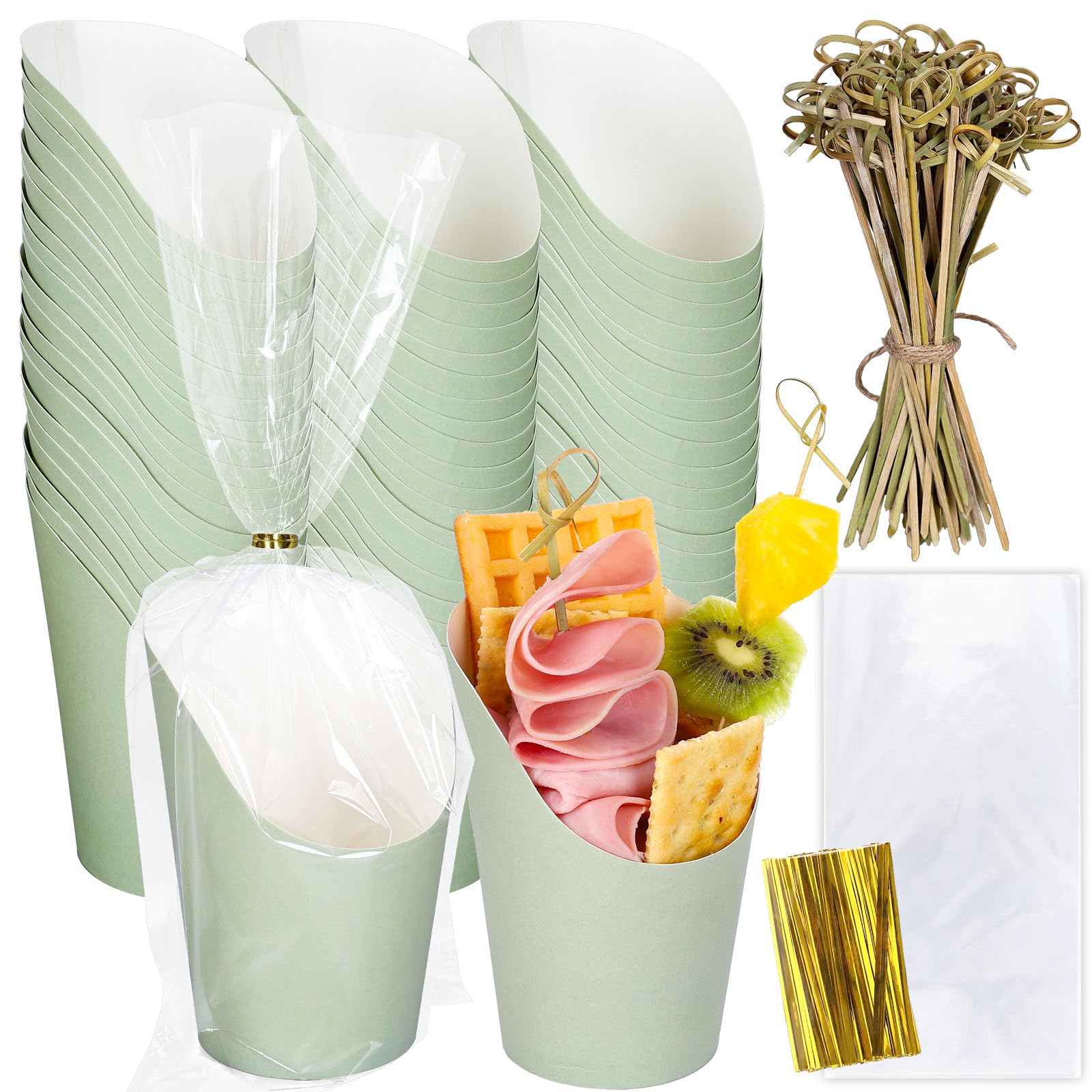 Whaline sage green charcuterie cups with 14oz capacity for stylish party servings.