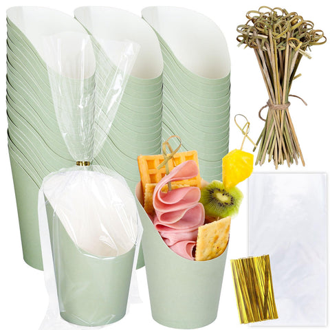Whaline sage green charcuterie cups with 14oz capacity for stylish party servings.