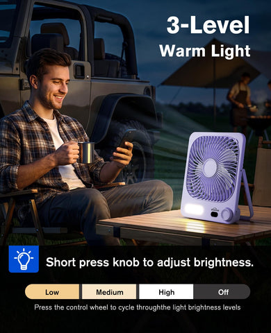 Whatook 2A fast-charge desk fan purple, convenient power port for quick top-ups