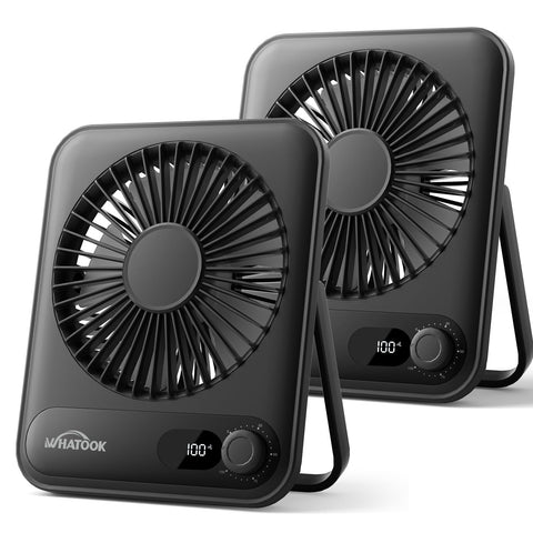 WHATOOK desk fan 2 pack front view with compact cooling for a desk.