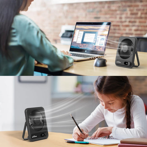 WHATOOK Desk Fans with LED display for precise speed and battery status