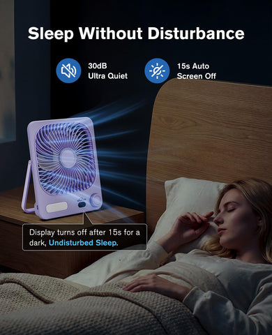 Whatook quiet operation desk fan purple, ultra-silent for sleep or study