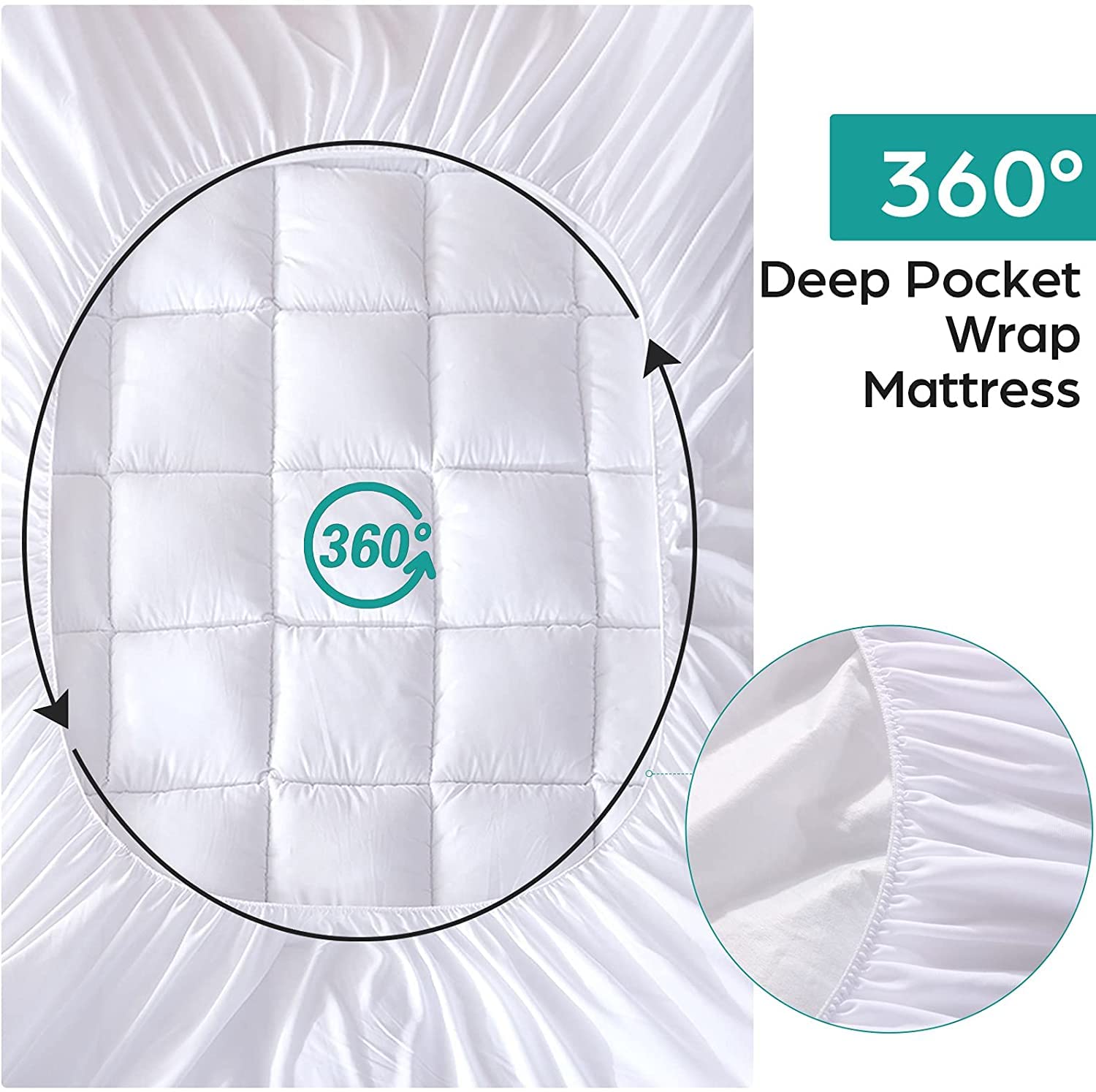 WhatsBedding 16-inch-pocket-depth securely fits a queen mattress from 8 to 21 inches tall.