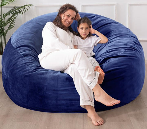 WhatsBedding 3 ft memory foam bean bag chair in navy for cozy, supportive seating
