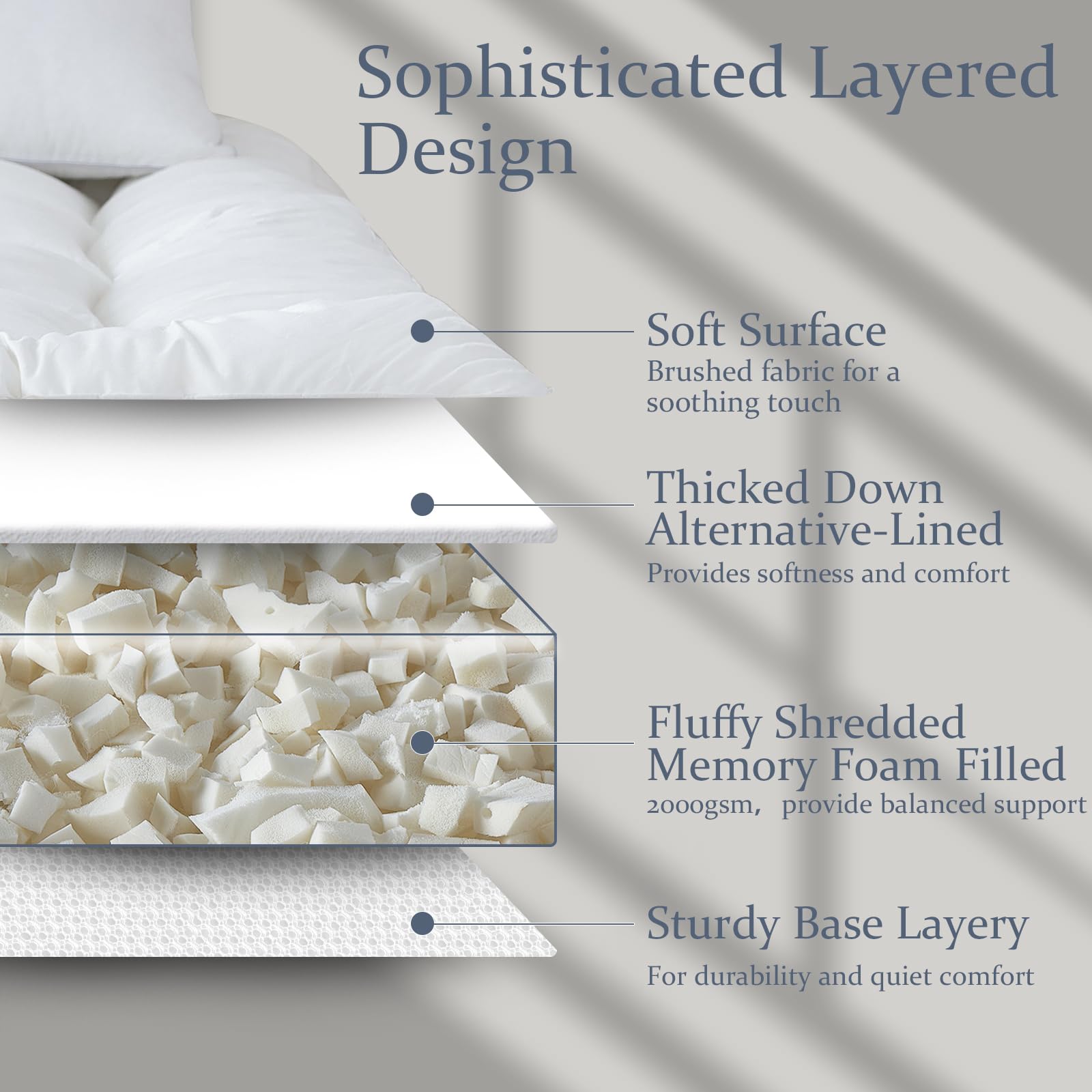WhatsBedding topper with anchor straps demonstrates secure fit for restless sleepers.