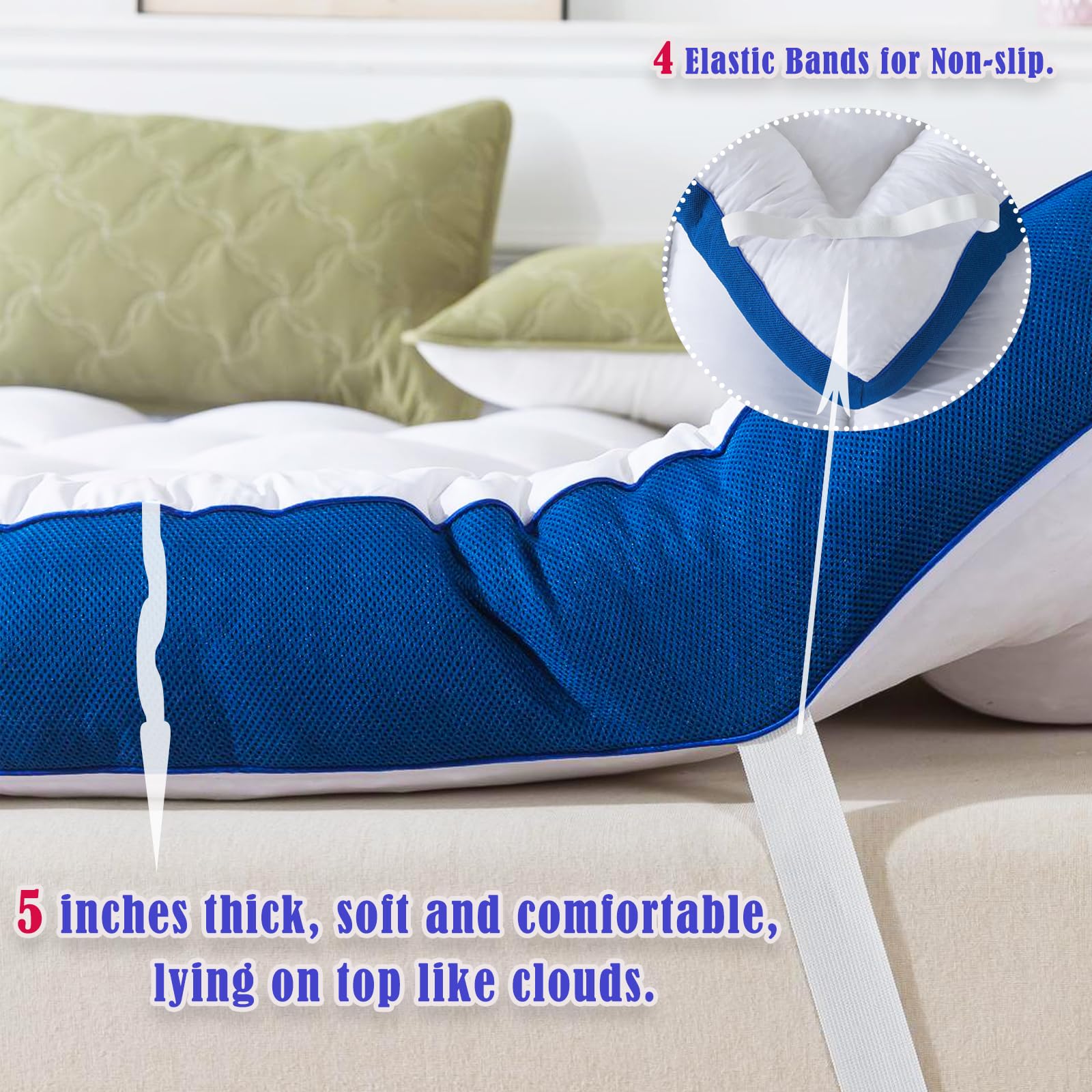 WhatsBedding topper on bed supports side sleepers with breathable comfort.