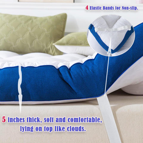 WhatsBedding topper on bed supports side sleepers with breathable comfort.