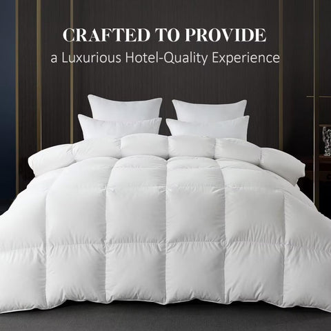 WhatsBedding all-season comforter king, rolled for storage, highlighting compact packaging.