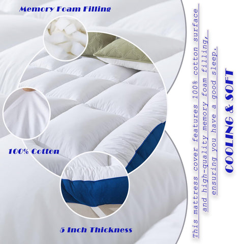 Box quilted design keeps topper filling evenly distributed for balanced support.