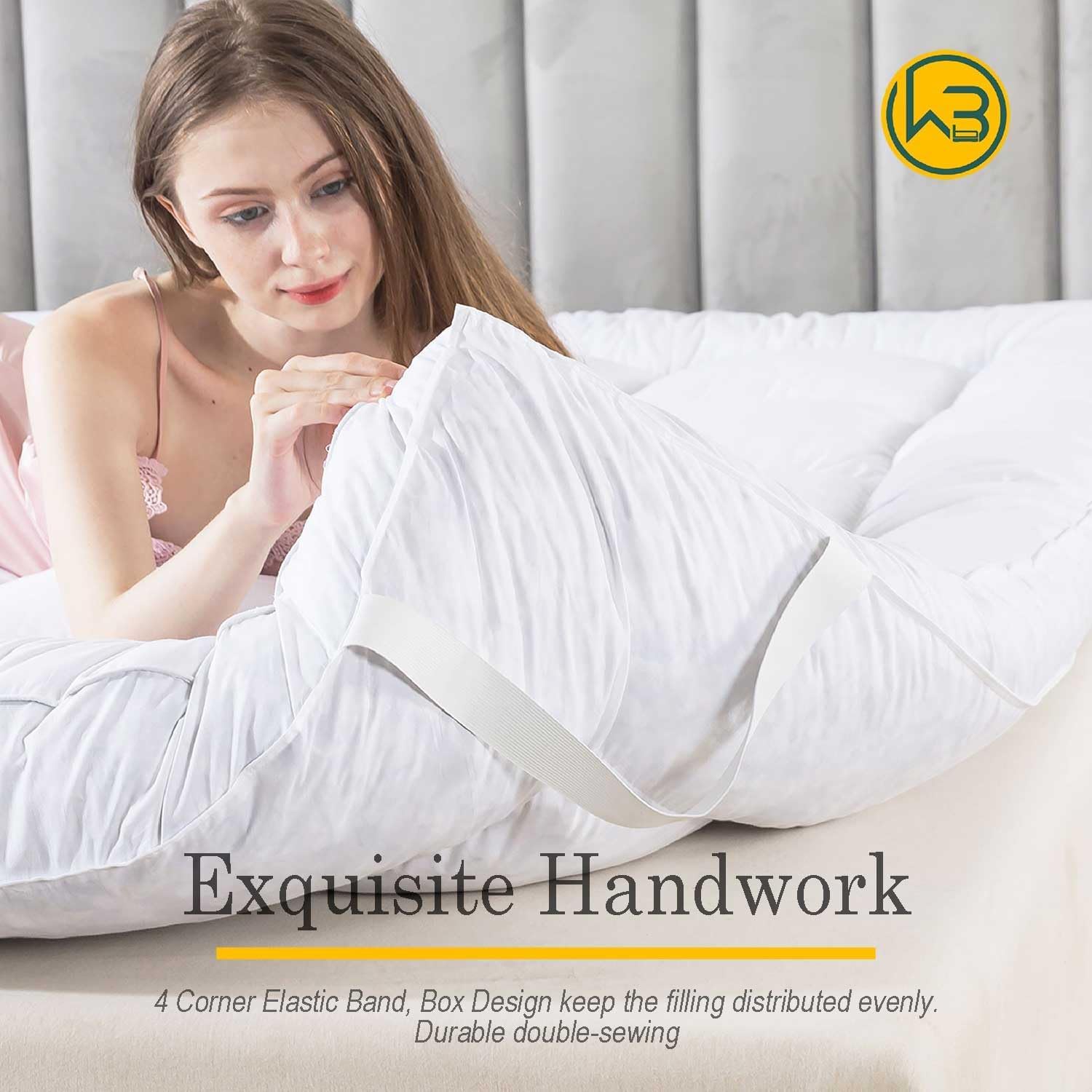 WhatsBedding box-stitching detail ensures durability and even fill distribution.