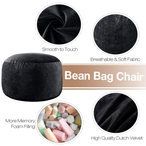 WhatsBedding Dutch velvet fabric bean bag with premium, stain-resistant texture.