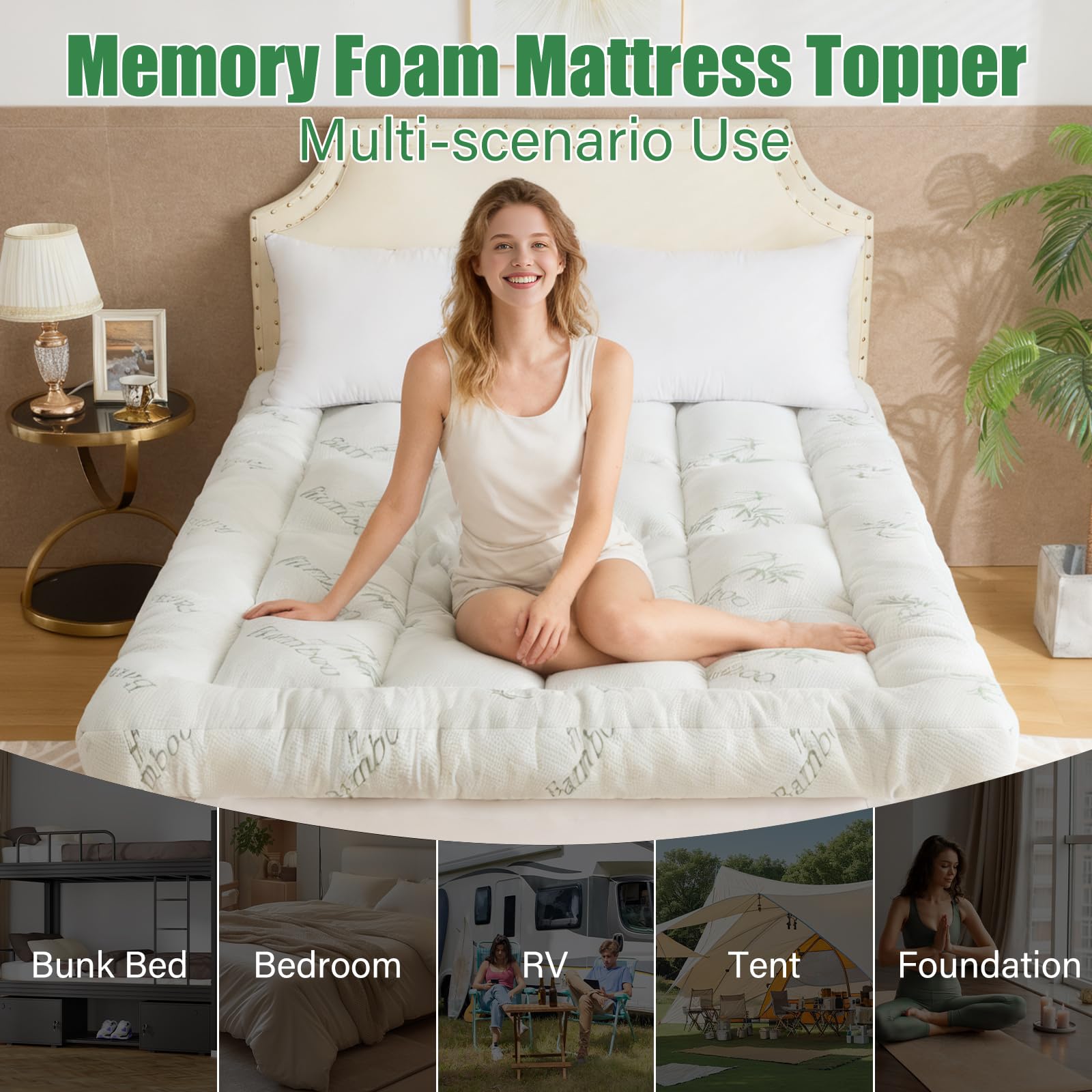 WhatsBedding elastic straps secure topper to mattress edge for stable nights