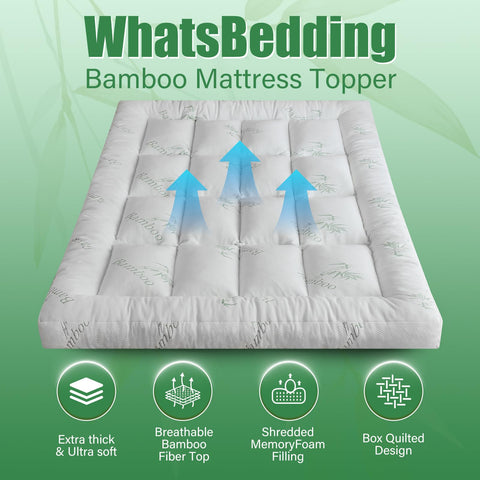 WhatsBedding four elastic straps secure topper to mattress edges