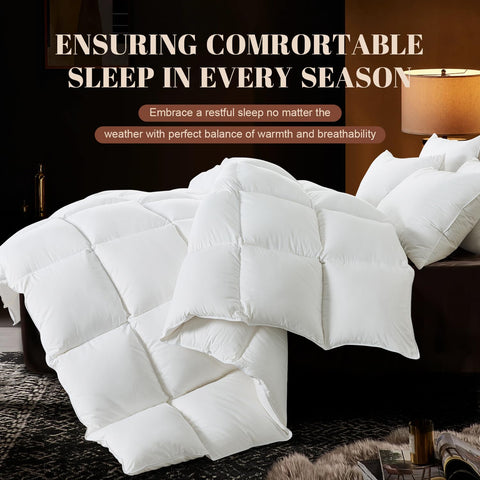 WhatsBedding feather comforter corner tabs secure a duvet cover for a neat sleep setup.