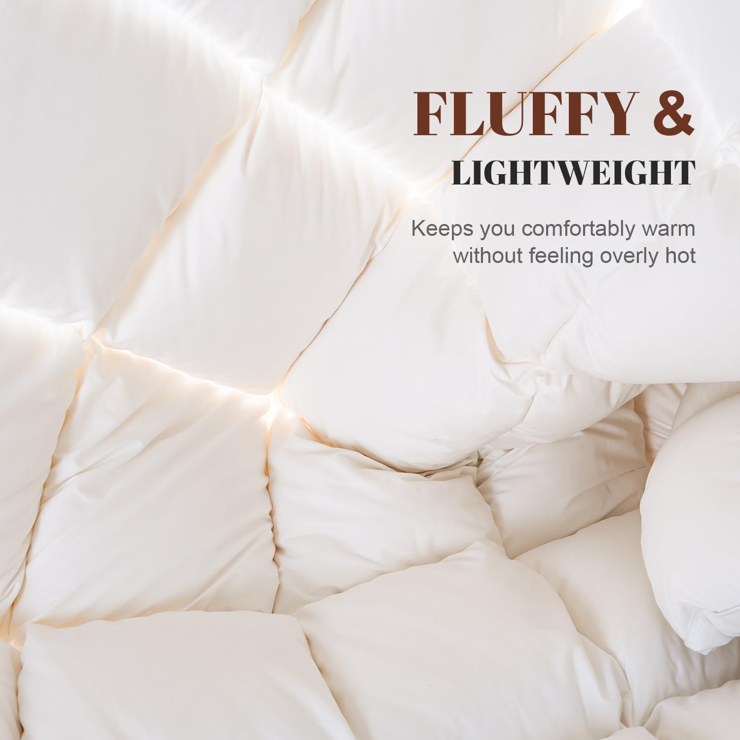 WhatsBedding feather comforter cotton cover feels ultra soft, breathable, hotel like.