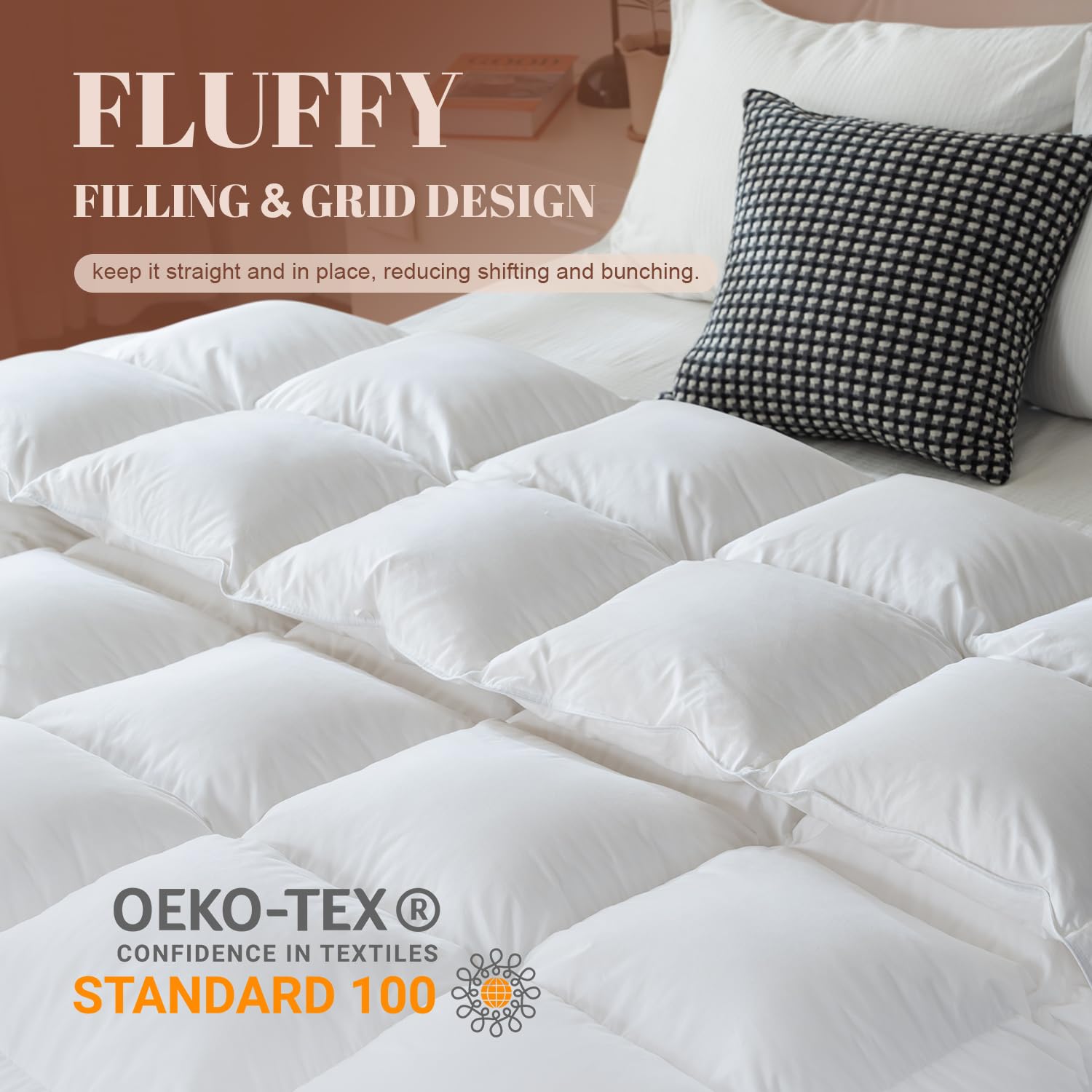 WhatsBedding feather comforter king size fits spacious beds for luxurious nights.