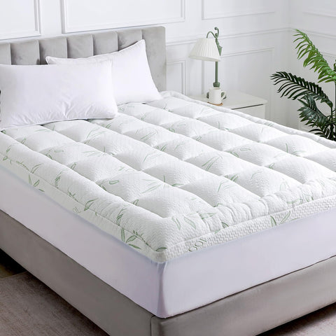 WhatsBedding Full Mattress Topper on bed showing cloud-soft comfort