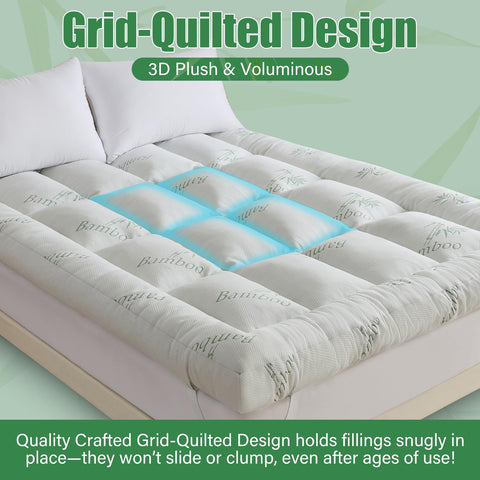 WhatsBedding full-size topper provides extra thickness for relaxed sleep.