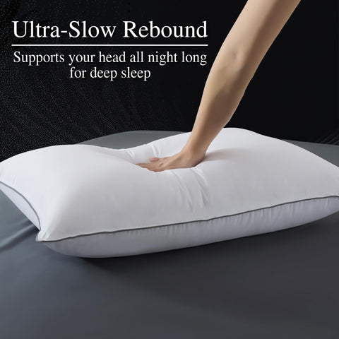 WhatsBedding goose down pillows in bed demonstrate versatile support for all sleepers.
