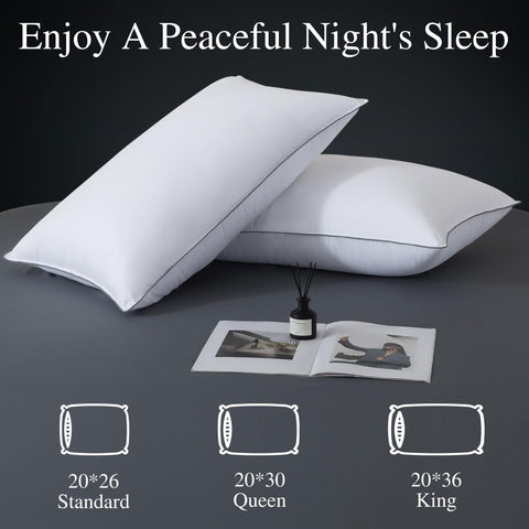 WhatsBedding goose down pillows close-up stitching shows durable double stitching.