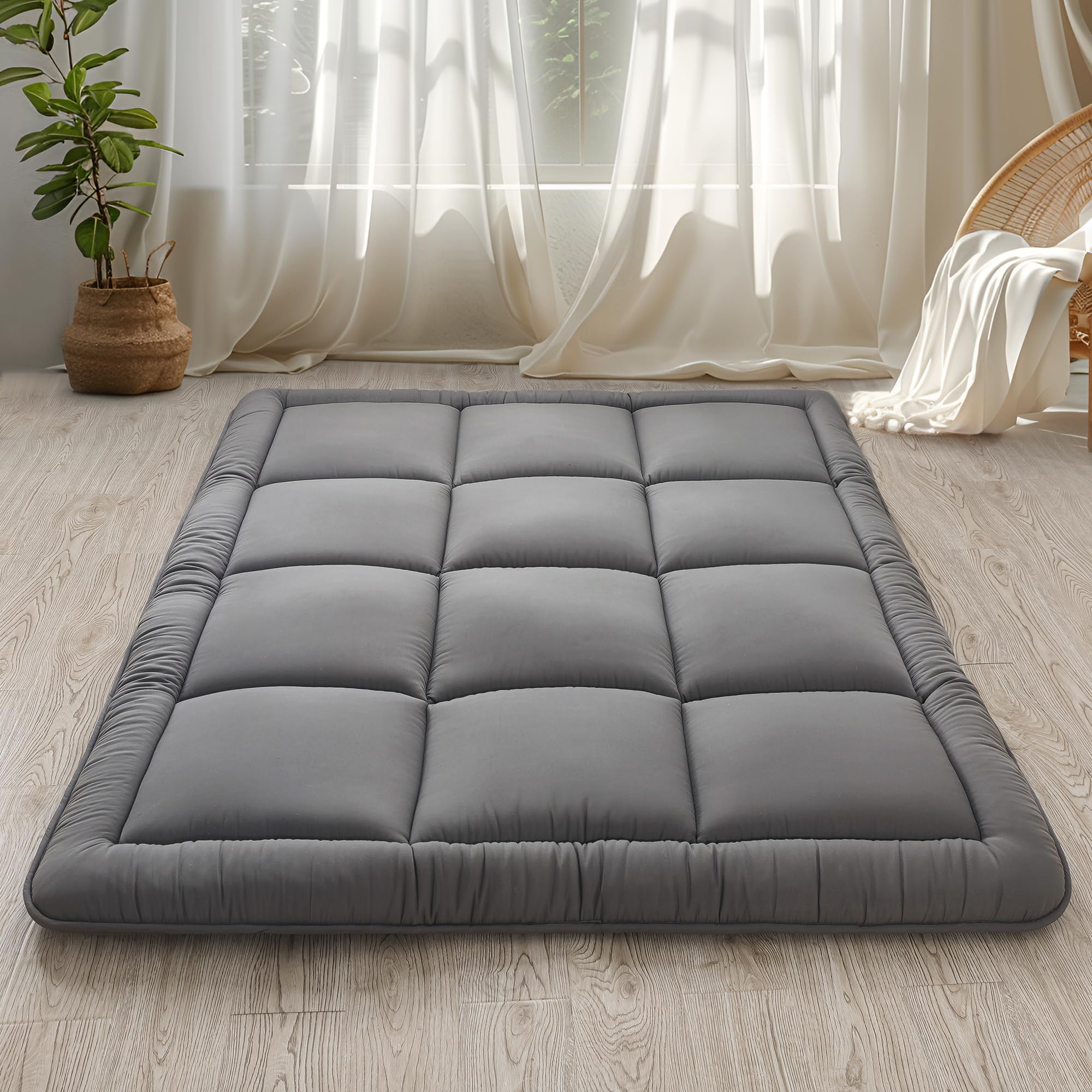 WhatsBedding Japanese floor mattress rolled compact for easy storage and travel