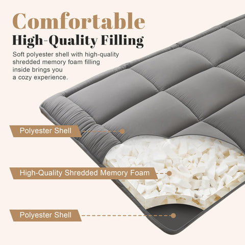 WhatsBedding Japanese floor mattress grey fabric with tatami-inspired look